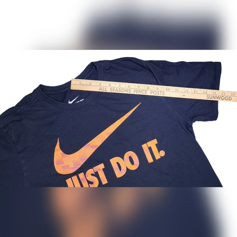 ​Nike Large Navy Blue with Orange Swoosh Just Do It Athletic Tee Shirt